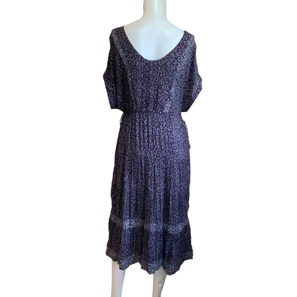 James Perse Purple Ditsy Floral Tiered Midi Dress 2 M - Picture 3 of 10